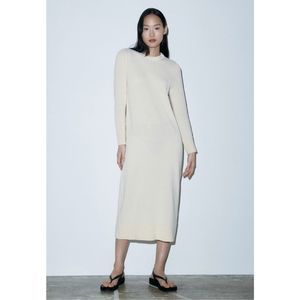 NWT ZARA Long sleeve knit Sweater dress cream M